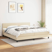 shumee Box spring postelja z vzmetnico krem 200x200 cm blago