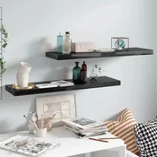 Plutajuce zidne police 2 kom sjajne crne 90 x 23,5 x 3,8 cm MDF