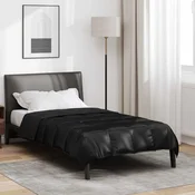 Vidaxl Poletna odeja Črna 200 x 155 cm Satin in mikrovlakna