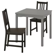 HAUGA / STEFAN Sto i 2 stolice, siva/smede-crna, 74x74 cm