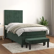 Den Box spring postelja z vzmetnico temno zelena 100x200 cm žamet