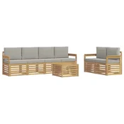 Set vanjskih sofa 7 pcs Bijela i svjetlosiva Poliester