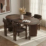 HANAH HOME Set Trpezarijski sto i 4 stolice Meridia 4 Milano Walnut Dark Walnut Brown