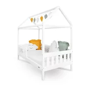 Otroška postelja hiška z ograjo in letvami New Baby CASTELLO 180x90 cm bela