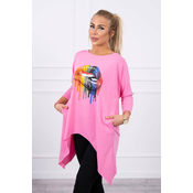 Oversize rainbow lip blouse light pink