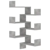 Vidaxl Stenske kotne police 2 kosa betonsko sive 40x40x50cm inž. les