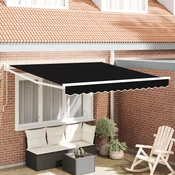 Skrovita tenda Crna 350 x 250 cm Poliester i aluminij