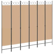 Vidaxl 6-Panelski Pregradni Stojalo Bež 240 x 200 cm Blago