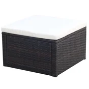 Vidaxl Stolček za noge otoman poli ratan 53x53x30 cm rjave barve