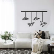 WallXpert metalni zidni ukras 5192, cetiri papirna aviona koja vise sa šipke, 75 x 45 cm, crni