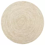 Rucno radeni tepih od jute bijele i prirodne boje 120 cm