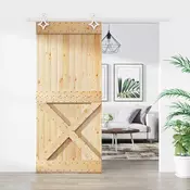 vidaXL Drsna vrata Naravna in bela 90 x 210 cm Masiven borov les