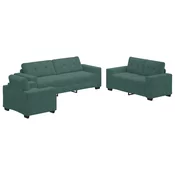 Set sofe 3 pcs Tamnozelena 221 x 80 x 80 cm Baršun
