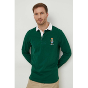 Pamučna majica dugih rukava Polo Ralph Lauren boja: zelena, bez uzorka