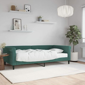 Greatstore Dnevna postelja z vzmetnico temno zelena 100x200 cm žamet