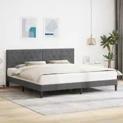 vidaXL Konstrukcija postelje z vzglavjem Temno siva 180 x 200 cm Žamet