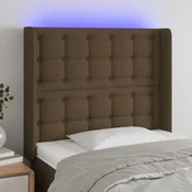 LED uzglavlje tamnosmede 103 x 16 x 118/128 cm od tkanine