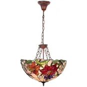 Casa Padrino luxury Tiffany hanging lamp multicolored/brown A� 50 x H. 80 cm - Art Deco Tiffany pendant lamp - Living room hanging lamp - Decorative hanging lamp - Luxury Tiffany lights