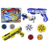 slomart LEAN TOYS Set pištol izstreljevalk, 4 kovinski koluti, modro-rumen, luči