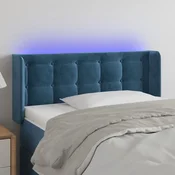 Vidaxl vidaXL Vzglavje postelje z LED diodo temno modro 103x16x78/88 cm žamet