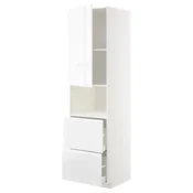 METOD / MAXIMERA Vis.elem.mikrotal. s vratima/2fioke, bela/Voxtorp v. sjaj bela, 60x60x220 cm