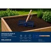 Roland Izravnalne grablje 40 x 25 cm z lesenim držalom za visoke grede