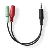 Nedis Stereoljudkabel | 3,5 mm Hane | 2x 3,5 mm, Hona | ponikljana | 0,20 m | Okrogla | Antracit | Lada