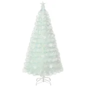 COSTWAY Umetno božično drevo z lučkami LED 210 cm belo, (5000075588)