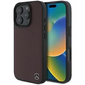 slomart Etui Mercedes MB Wood Imitacija usnja MagSafe za iPhone 16 Pro - rdeče