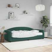 Greatstore Dnevna postelja z vzmetnico temno zelena 90x200 cm žamet