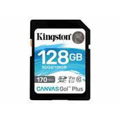 Kingston Pomnilniška kartica 128 GB SDXC Canvas Go Plus 170R C10 UHS-I U3 V30
