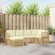 Set vanjskih sofa 6 pcs Bijela i krem Poliester