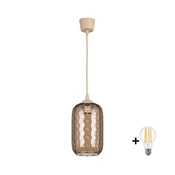 Brilagi - LED lestenec na kablu R GLASS 1xE27/60W/230V premer 14 cm bež/dimno rjava