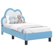 Vidaxl Posteljica za malčke z vzglavjem Modra 70 x 140 cm PU