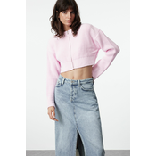 Trendyol Pink Crop Wadding Detailed Knitwear Cardigan