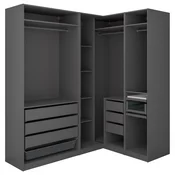 PAX Kotna garderobna omara, temno siva, 211/161x236 cm