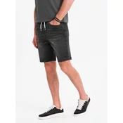 Ombre Mens shorts with elastic waistband and wash effect - black