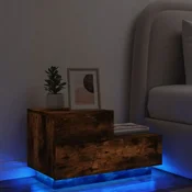 vidaXL vidaXL Nočna omarica z LED lučkami dimljeni hrast 70x36x40,5 cm, (20916617)
