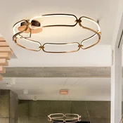 Schuller Valencia Stropna svetilka Colette LED, šest luči, rožnato zlato - Dnevna soba/jedilnica - Sodobni - rožnato zlato, beli opal - Aluminij