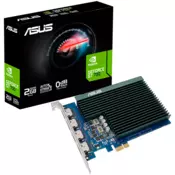 ASUS grafička kartica NVidia GeForce GT 730 2 GB GDDR5 GT730-4H-SL-2GD5 VGA s 4 HDMI priključka i pasivnim hlađenjem za tihi rad s više monitora, PCIe 2.0, 4x HDMI 1.4b