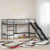 Krevet na kat za djecu s toboganom Crna i antracit 100 x 190 cm