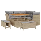 set vrtne sofe od 8 komada s jastučićima bež poly ratan akacija set vrtne blagovaonske garniture od 3 komada s jastučićima