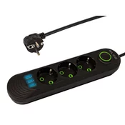 Blow 98-214# ps-330 3-vtičnica 3xusb podaljšek 3m črna 2x1mm