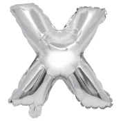 Folija balon v obliki črke v srebrni barvi – črka X 32 cm