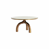 Stakleni okrugli stolic za kavu u broncanoj boji/bež o 76 cm Mello – Light & Living