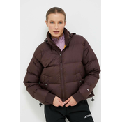 Pernata jakna The North Face za žene, boja: smeda, za zimu, oversize