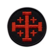 shumee Jeruzalemski križ - črno-rdeč - Prišiven - Vezen našitek/značka/emblem