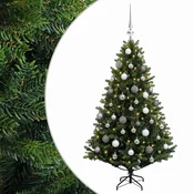Vidaxl Umjetno božično drevo z okrasnimi kroglami 150 cm 150 LED