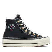 Modne superge Converse Chuck Taylor All Star Lift Crafted Stitching Platform Hi A08731C Črna