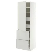 METOD / MAXIMERA Vis.el. s polic/4fiok/vrat/2front, bela/Aspudden svetlosiva, 60x60x200 cm